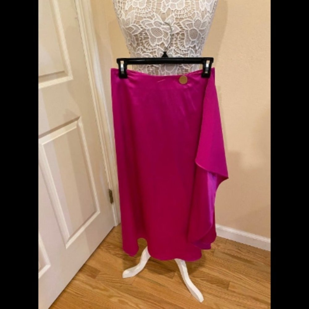 TopShop Fuchsia Satin Wrap Skirt - Size 4